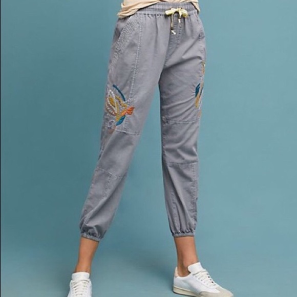 Anthropologie Pants - Anthropologie Gray Stockton Joggers Embroidery